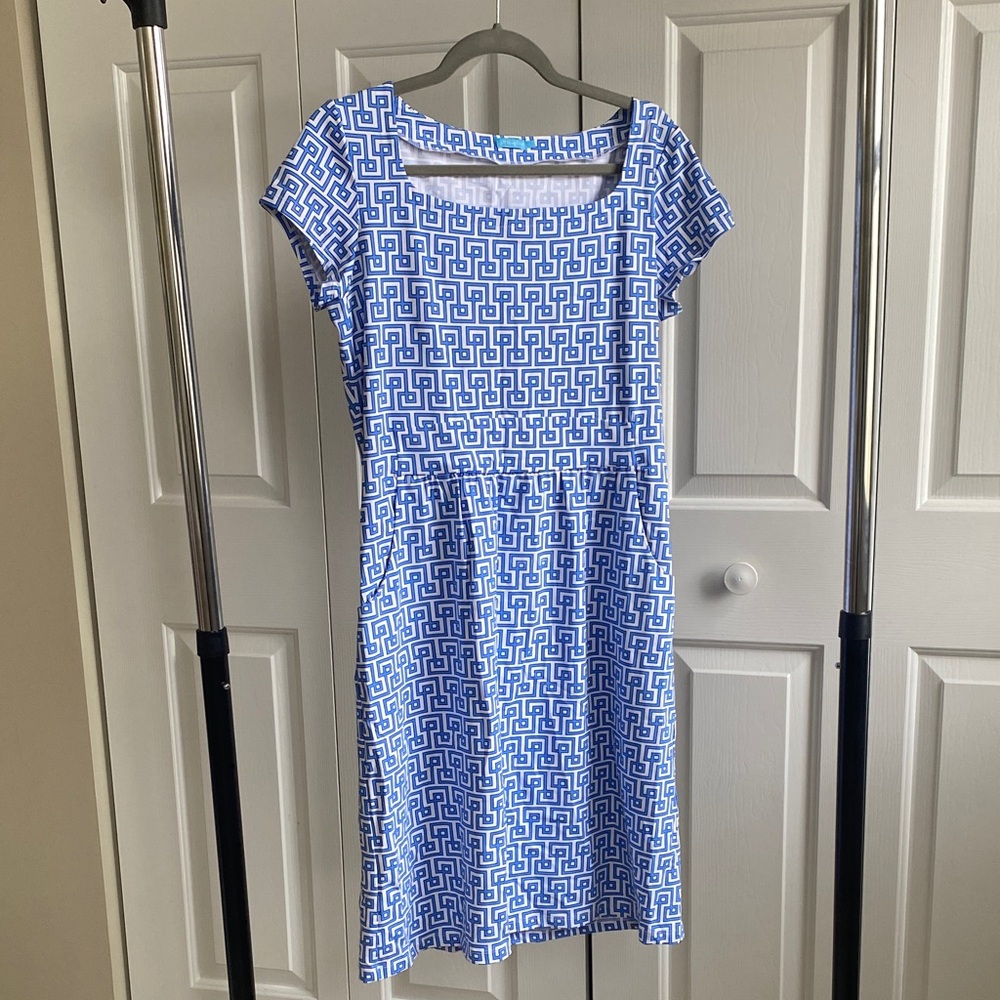 J McLaughlin Aqua White Printed Dress